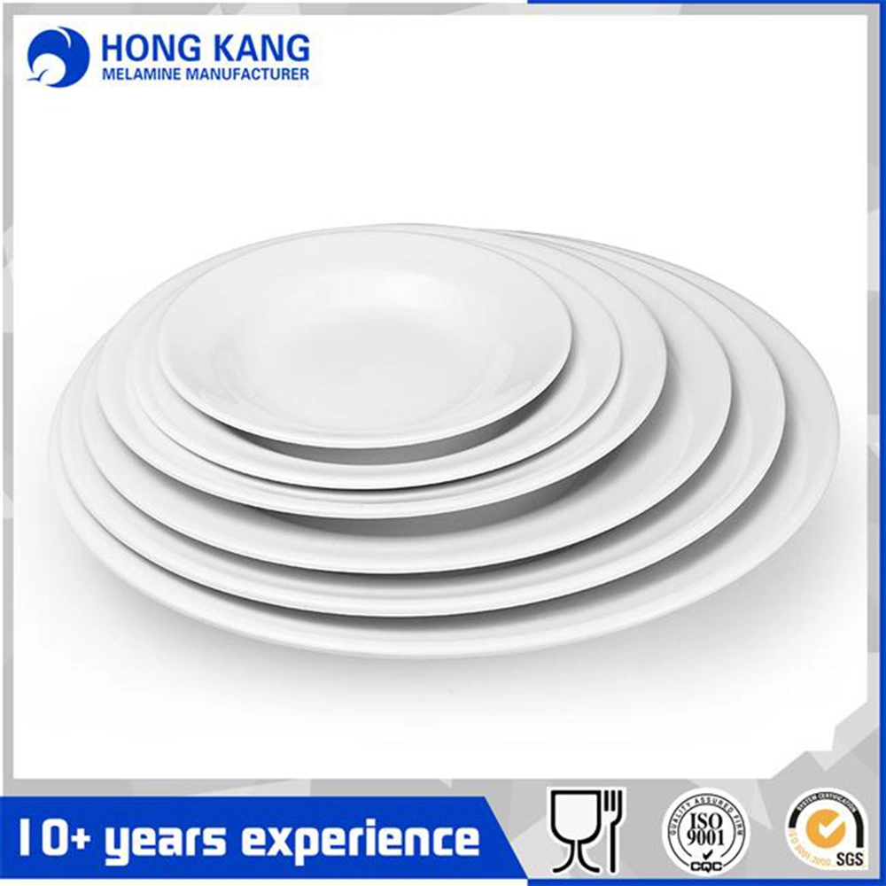 Custom Logo Housewares Dinner White Round Melamine Plastic Plate