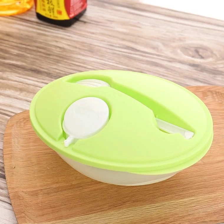 Plastic Preservation Box with Fork, Kitchen Crisper, Plastic Lunch Box