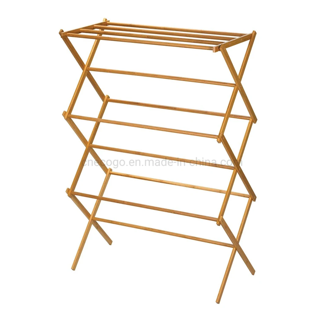Bamboo Laundry Drying Rack Wooden Foldable Clothes Drying Rack