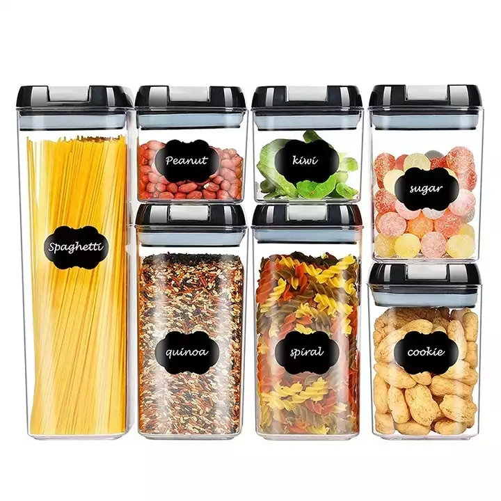Kitchen Container Set Storage Transparent Plastic Snack Jars Grain Storage Jars Kitchen Fresh-Keeping Storage Food