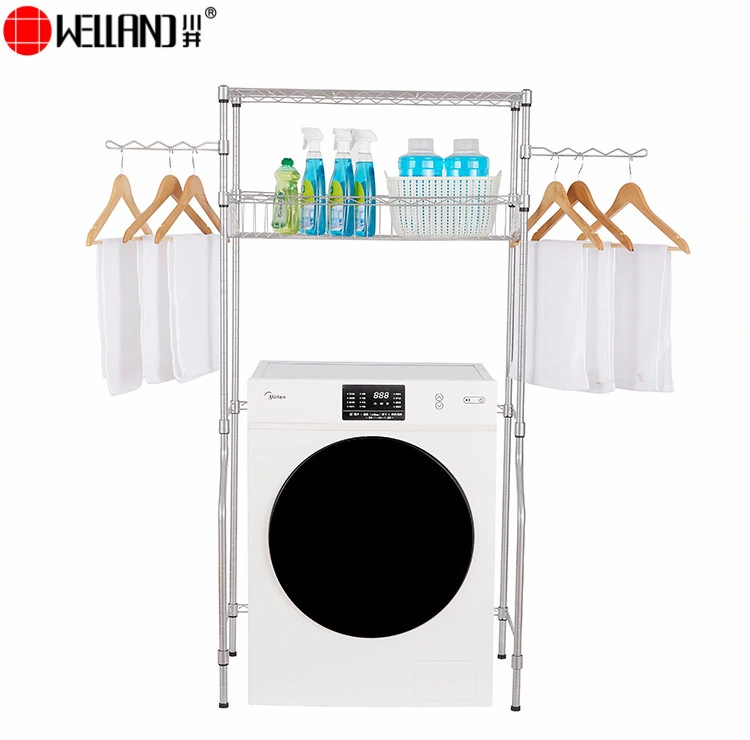 Washing Machine Laundry Basket Storage Rack with Side Hook for Towel and Socks Drying Rack
