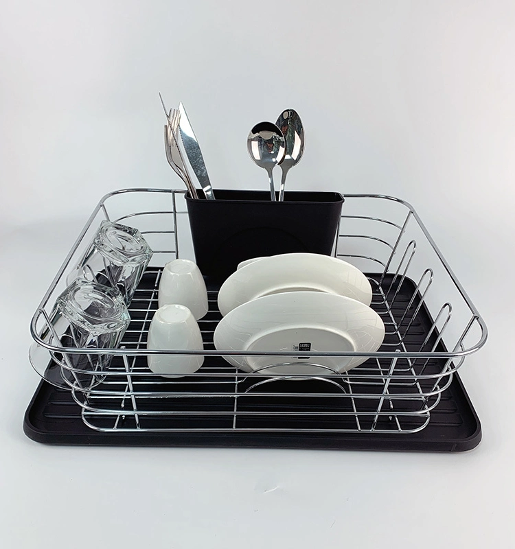 Kitchen Dish Drying Rack with Utensil Organizer Plastic Tray