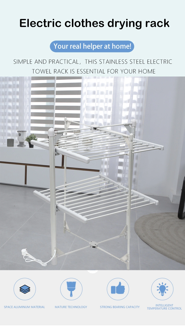 Garment Clothes Laundry Racks with Indoor Outdoor Large Clothesrack Multifunctional Drying Rack Clothes, 2-Tier Large Alumium