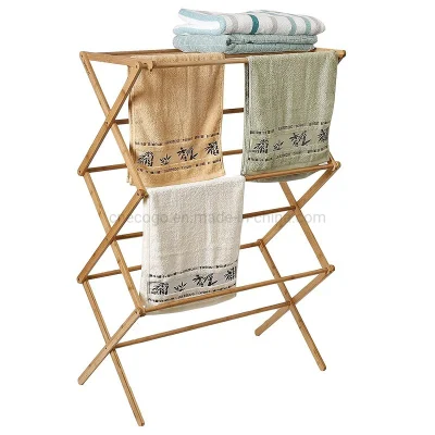 Bamboo Laundry Drying Rack Wooden Foldable Clothes Drying Rack