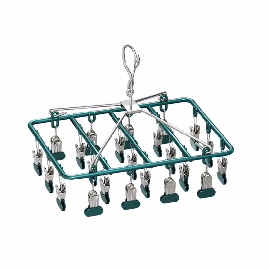 Household Windproof Aluminum Socks Drying Rack 28 Clips Body Lingerie Display Hangers