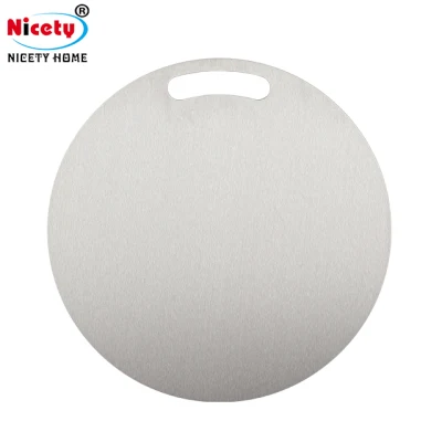 Round Cutting Board Professional Thick Kitchen Block Chopping Board with Stainless Steel Handle Cutting Board