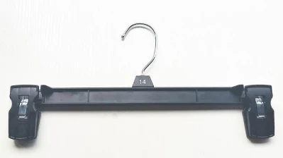 Plastic Pant Hanger with Metal Clip Rubber Within The Clip, Plastic Trouser Hanger for Display