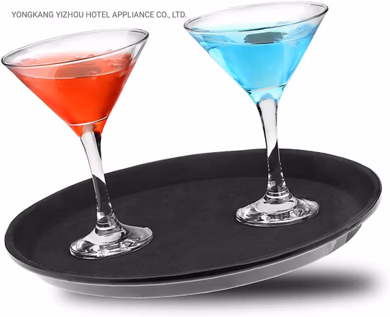 Round Plastic Non Slip Black Bar Tray Serving Bar Waiters Non Skid Tray 11