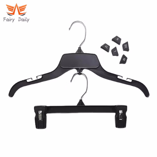 Plastic Pant Hanger with Metal Clip Rubber Within The Clip, Plastic Trouser Hanger for Display